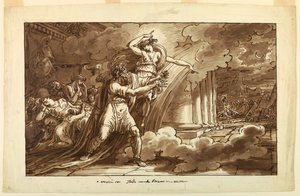 Desenho, Íris encoraja Príamo a pedir a Aquiles o corpo de Heitor, 1810-20 de Felice Giani