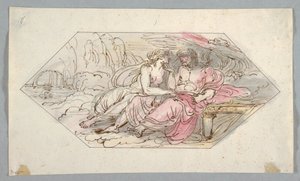 Desenho, Júpiter consola uma deusa implorante, provavelmente Vénus, 1796-98 de Felice Giani