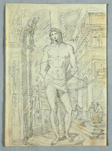 Desenho, Estudos de cabeças e mãos de mulheres e crianças, 1810-20 de Felice Giani