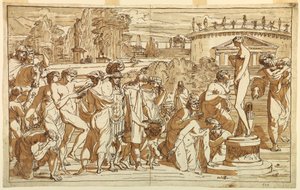Desenho, Adoração de Vénus numa paisagem clássica, ca. 1820 de Felice Giani