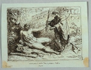 Hércules adiciona arco e flecha a Filoctetes de Felice Giani