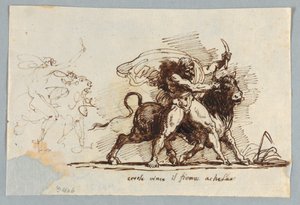 Hércules renderiza o chifre de Bull Achelous de Felice Giani
