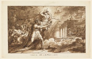 Iris incentiva Príamo a implorar o corpo de Heitor de Aquiles de Felice Giani