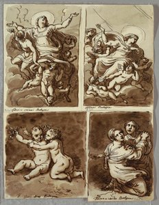Lunette com São Pedro e São Paulo com São Mateus e o Profeta Isaías, Estudo após Sebastiano del Piombo de Felice Giani