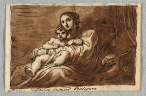 Madonna e criança, estudo após Lodovico Carracci de Felice Giani