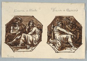 Marte e Juno; Mercury e Diana em composição diagonal de Felice Giani