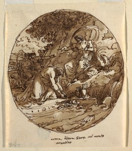 Numa Pompilius adorando Jove no Aventino, projeto de teto para a Sala di Numa Pompilius, Palazzo Milzetti, Faenza de Felice Giani