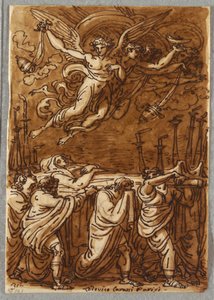 Os apóstolos levando o corpo da Virgem ao túmulo, estudo após Lodovico Carracci de Felice Giani