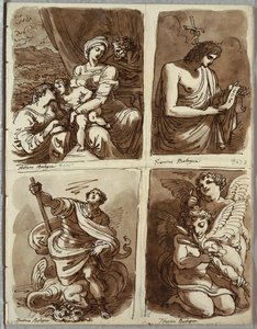 A Sagrada Família com Santa Catarina; São João Batista, depois de Guercino; São Jorge e o Dragão, Depois de Alessandro Tiarini; Dois Putti de Felice Giani