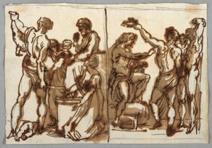 O julgamento de Salomão; O esfolamento de Marsyas de Felice Giani