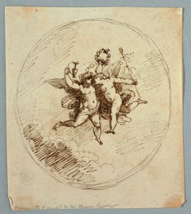 Dois Putti Voadores com Atributos de Dionísio de Felice Giani
