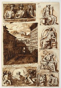 Diversas obras de arte. A corte do Palazzo Mattei em Roma de Felice Giani