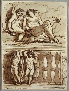Vênus e Cupido, Estudo após Annibale Carracci de Felice Giani