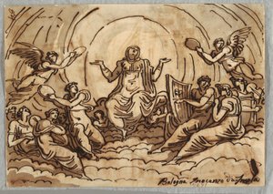 Virgem Ascendente com Concerto de Anjos de Felice Giani