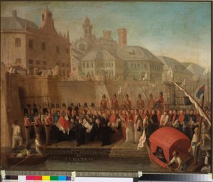 Visita ao porto franco de Génova por H.S. Papa Pio VII, c.1818 (óleo sobre tela)