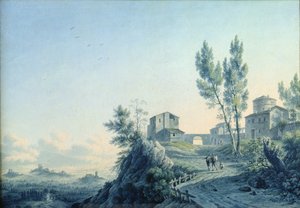 Castelo de Lorenzetto, Castagneto, 1803 (wc no papel) de Felice Marie Ferdinand Storelli