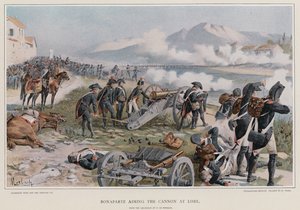 Bonaparte apontando o canhão em Lodi de Felicien baron de Myrbach-Rheinfeld