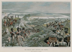 Exército Francês cruzando o Niemen de Felicien baron de Myrbach-Rheinfeld