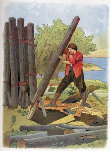 Robinson Crusoe construiu a sua primeira casa.