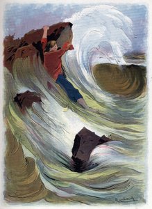 Robinson Crusoe consegue agarrar-se a uma pedra. de Felicien baron de Myrbach-Rheinfeld