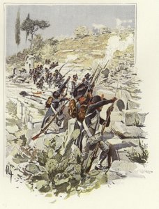 Soldados entre as ruínas de Nicopolis de Felicien baron de Myrbach-Rheinfeld