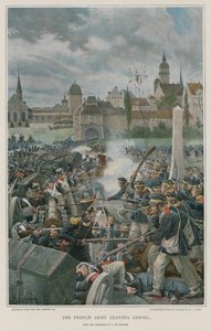O exército francês deixando Leipsic de Felicien baron de Myrbach-Rheinfeld