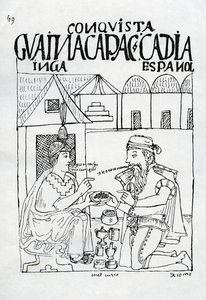 Um Inca pergunta a um espanhol o que ele come, ele responde &39;Gold&39; (xilogravura)