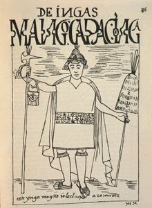 Representação de Manco Capac, o lendário Incan fundador do Reino de Cusco e uma figura da mitologia Inca (Desenho a tinta