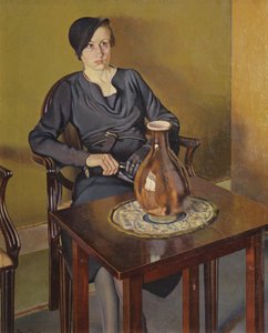 Mulher com um vaso, c.1929 (óleo sobre tela) de Feliu Elias Bracons