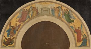 Esboço para a Igreja da Trindade: O Cordeiro Pascal. Grupo de anjos adoradores. O arcanjo São Miguel vencendo o demónio. A Anunciação. São Paulo. São Pedro, cerca de 1864 (óleo sobre tela) de Felix A.M. (after) Jobbe Duval