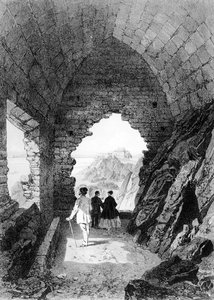 Ermitage de Saint Helier e Elizabeth Castle, Jersey, 1870 (litografia) de Felix Benoist
