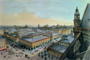 Vista, de, les, Halles, em, paris, levado, de, são, Eustache, superior, galeria, c. 1870-80