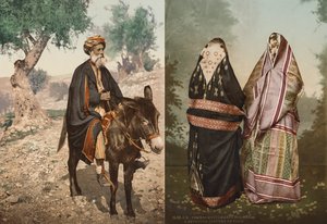 Mulheres muçulmanas sírias em Beirute, traje de cidade de Félix Bonfils
