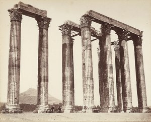O Olympeion, ou Templo do Zeus Olímpico, na Acrópole, Atenas de Félix Bonfils