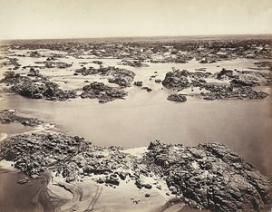A primeira catarata do Nilo, tirada em Phyloe, Egipto de Félix Bonfils