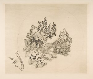 Decoração para um prato: A Stream, 1870. de Felix Bracquemond