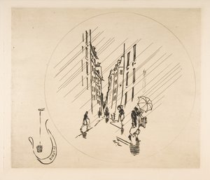 Decoração para um prato: Chuva, 1870. de Felix Bracquemond