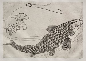 Serviço de Jantar (serviço Rousseau): Peixe grande em estilo japonês (nº 19) de Felix Bracquemond