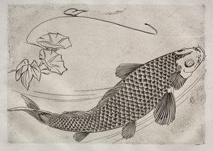 Serviço de Jantar Serviço Rousseau: Peixe grande em estilo japonês no. 19, 1866. de Felix Bracquemond