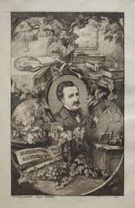 Frontispício para Novas Obras de Champfleury, Os Amigos da Natureza: Portrait of Champfleury, 1859. de Felix Bracquemond