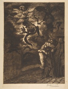 Fora do meu sol, patifes! Panurge deixando Raminagrobis, 1854-1855. de Felix Bracquemond