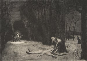 A morte de Matamore Capitão Fracasse, 1864. de Felix Bracquemond