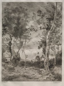 Paisagem, ou O Cavalo Branco, depois de Corot de Felix Bracquemond