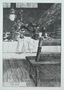 A Tabela, depois de H. Leys, 1868. de Felix Bracquemond