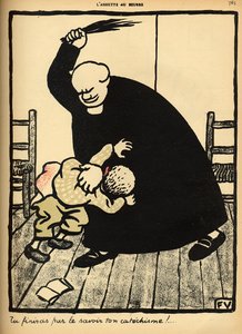 Um padre bate um menino, de &39;Crimes e Punições&39;, edição especial de &39;L&39;Assiette au Beurre&39;, 1 de março de 1902 de Felix Edouard Vallotton