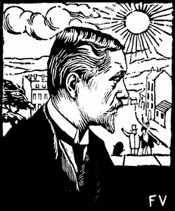 Auto-retrato. Madeira cortada por Felix Edouard Vallotton (1865-1925), ca. 1890. Colecção privada. de Felix Edouard Vallotton