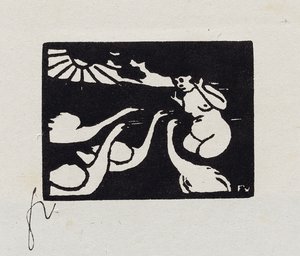 Banhista com cisnes, X de "Les Petites Baigneuses", 1893 de Felix Edouard Vallotton