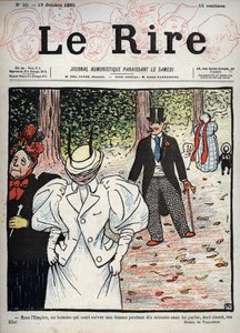 Capa do jornal “” Le Rire ””, nº 50, 10 de outubro de 1895: Sob o Império, um homem que ousou seguir uma mulher por dez minutos sem falar com ela era elegante, minha filha! Desenho de Felix Vallotton de Felix Edouard Vallotton