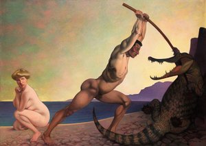 Perseu matando o dragão de Felix Edouard Vallotton