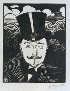 Retrato de Romain Coolus (1865-1952) (xilogravura) de Felix Edouard Vallotton